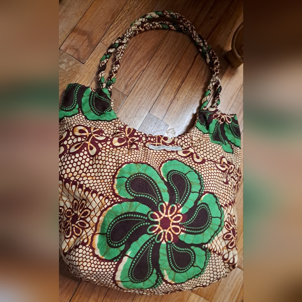 One Mango Tree Floral Patterned Green and Brown Women's Shoulder Bag